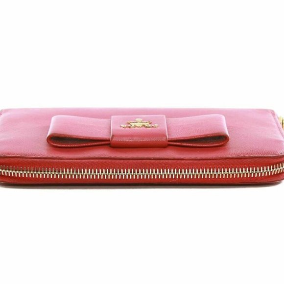 Prada Saffiano pink leather ribbon zip around wallet - Picture 3 of 8